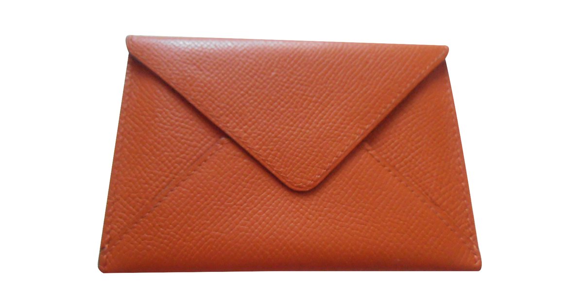 Hermès card holder Orange Leather ref.25041 - Joli Closet