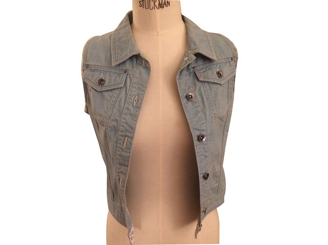 Autre Marque veste jean sans manches chattawak Coton Bleu ref.28233