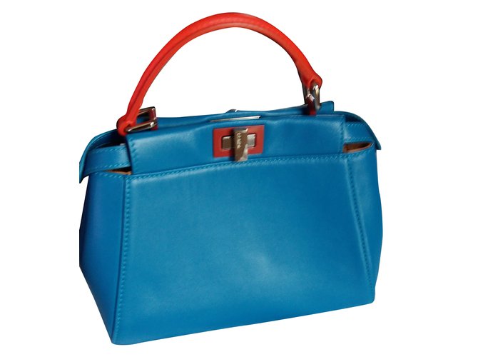 Fendi Mini Peekaboo Blue Leather Joli Closet