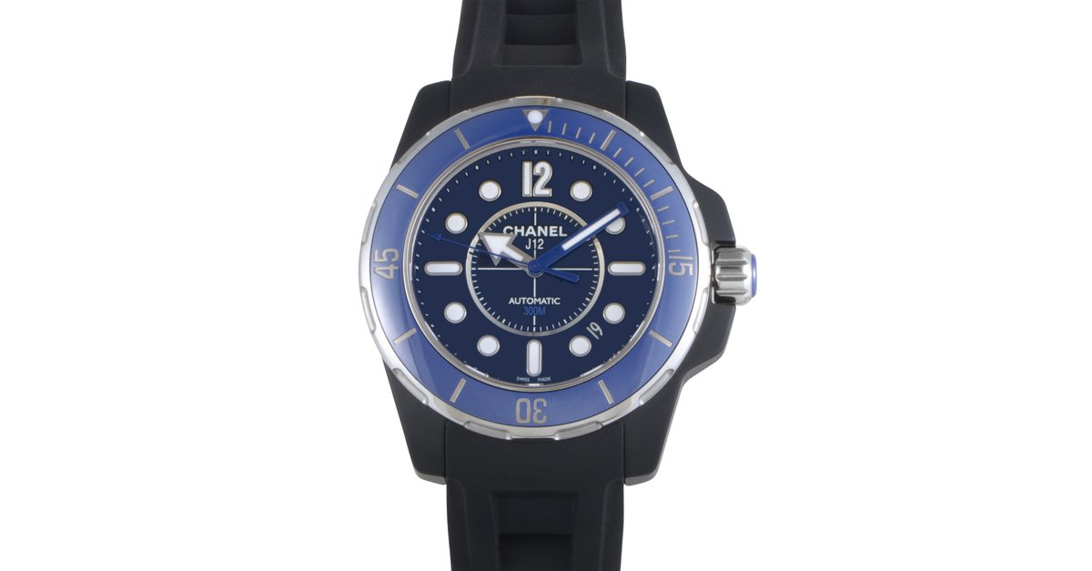 Men's Chanel J12 Marine Black Ceramic Blue Bezel Automatic Date