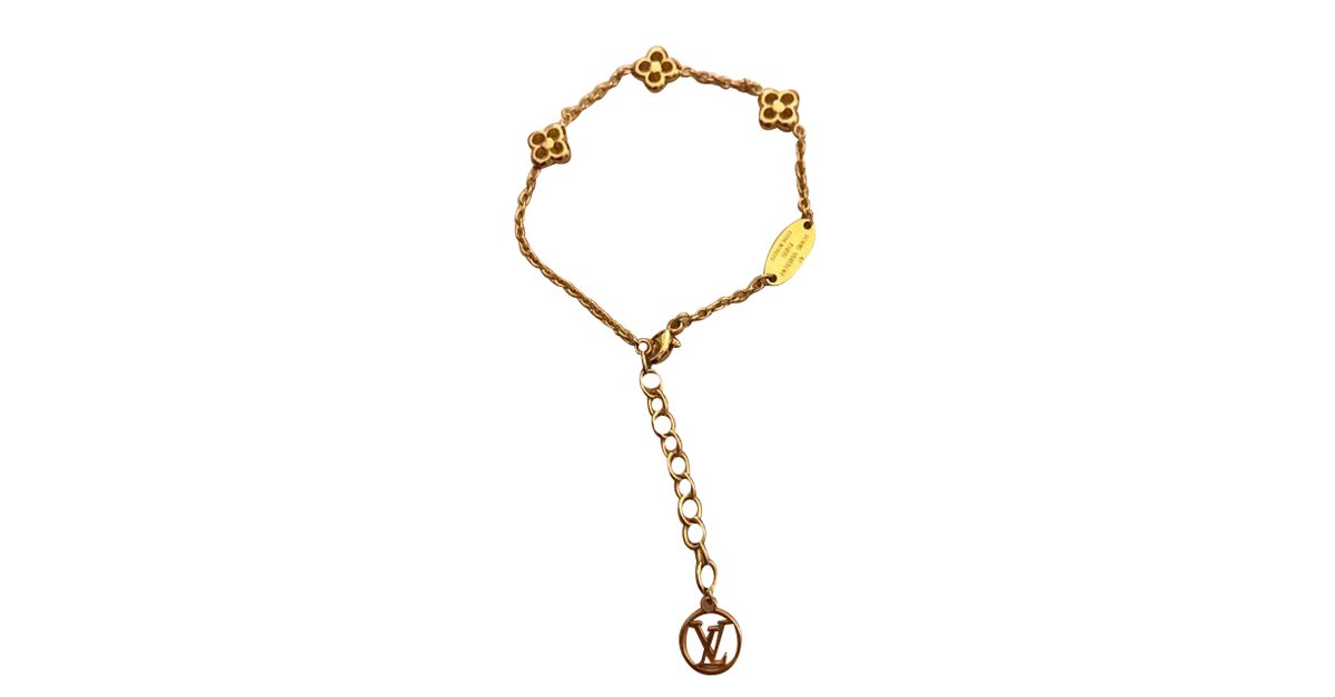 Louis Vuitton LV Confidential Yellow Gold Plated Hardware Female Classic  Monogram Flower Pattern Leather Rop Bracelet M6334F