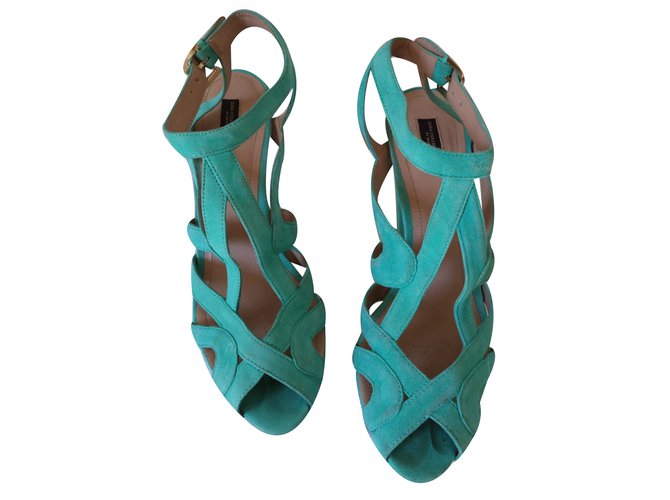 Zara Sandálias Azul Camurça Joli Closet