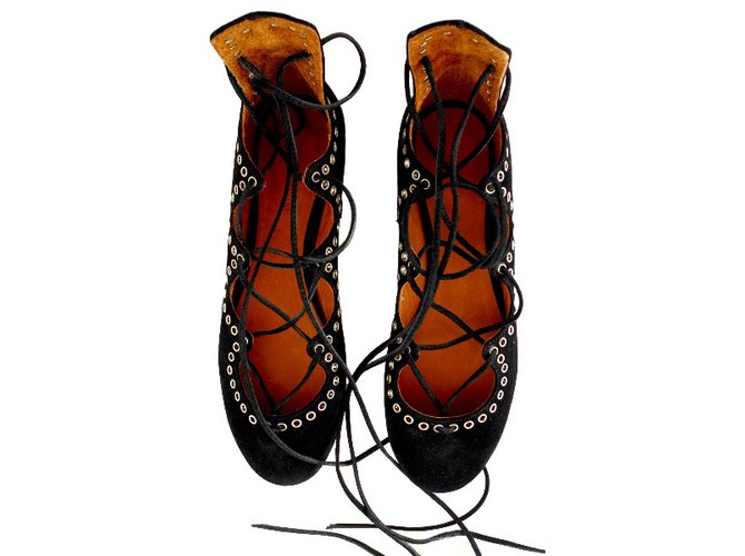 Isabel Marant Leo Ballerinas Black Deerskin Joli Closet