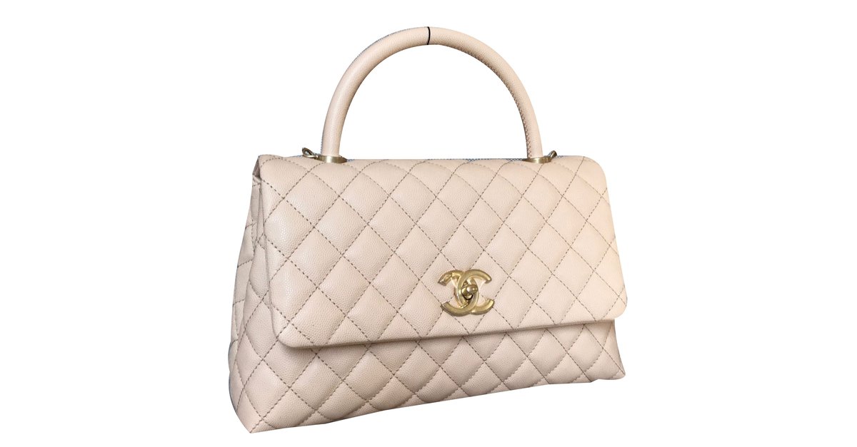 Chanel Coco Handle Beige Leather ref.38563