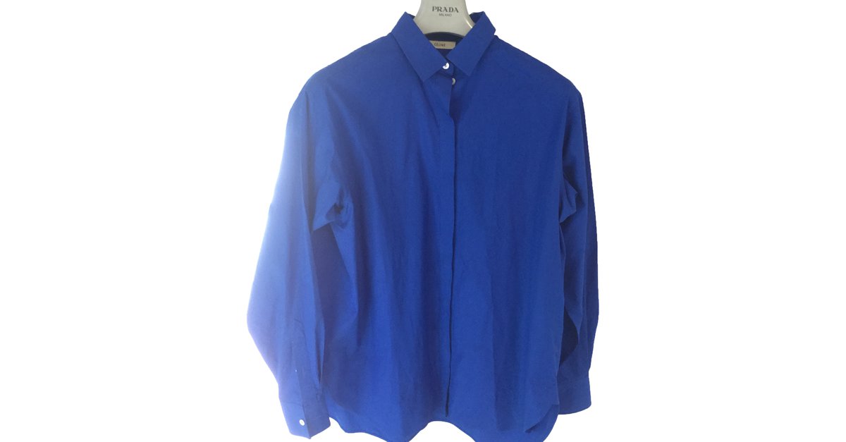 Céline Shirt Blue Cotton ref.38955