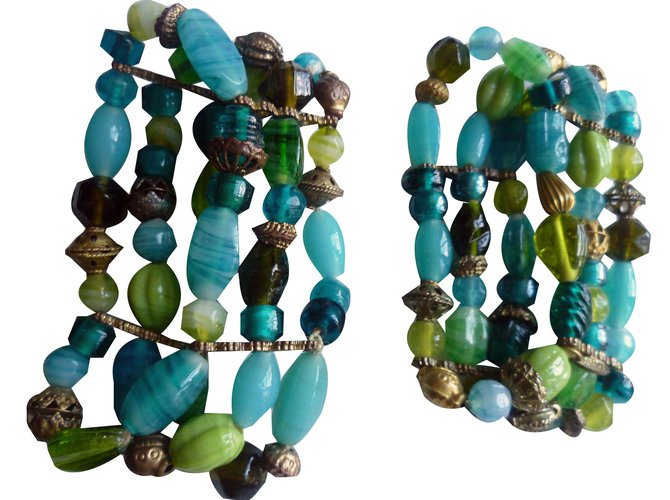 Joy - Bracelet Verre Murano fleurs turquoise et argent
