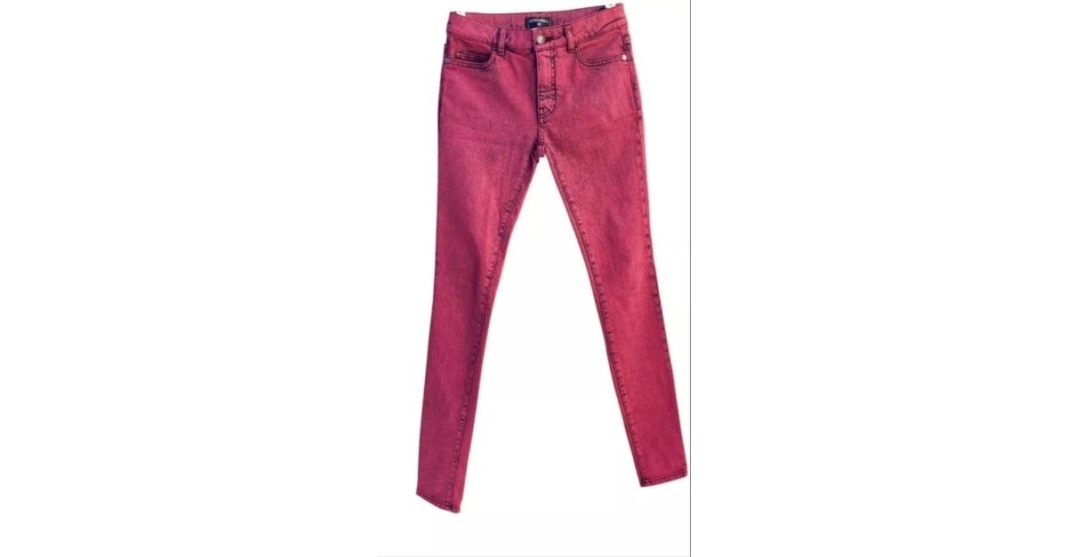 Chanel Jeans Dark red Cotton ref.39611 - Joli Closet