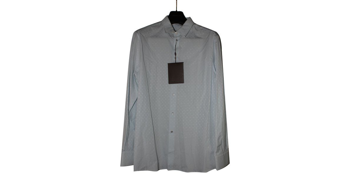 Chemise homme Louis Vuitton coton bleu monogramme ADN taille L