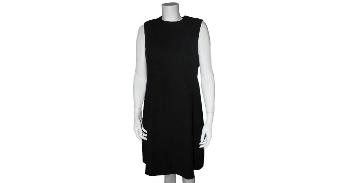 Louis Vuitton Uniform Black Sleeveless Dress F56744 EU 44 Zip Pockets ~ NWT