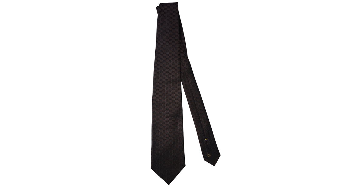 Louis Vuitton Brown Silk Tie Light brown Cloth ref.514144 - Joli Closet