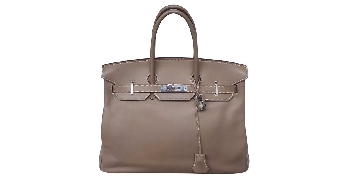 Hermès Birkin 35 swift étoupe Grey Leather ref.42892 - Joli Closet