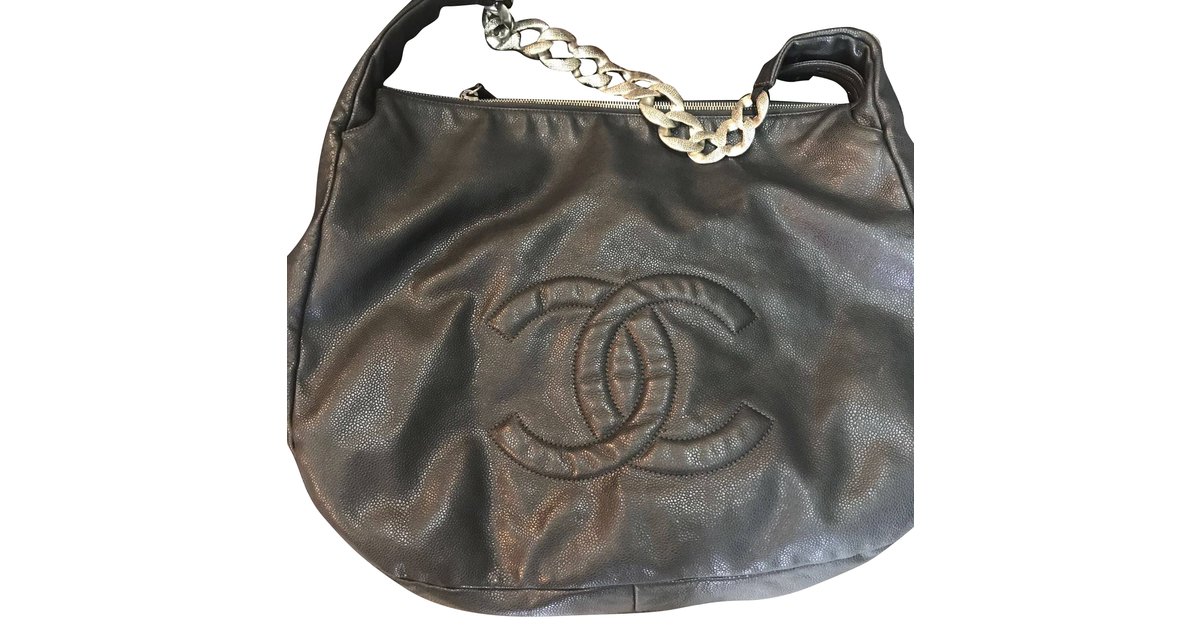 CHANEL, Bags, Chanel Coco Cabas Xl Charcoalblack Caviar Leather Tote With Silver  Hardware