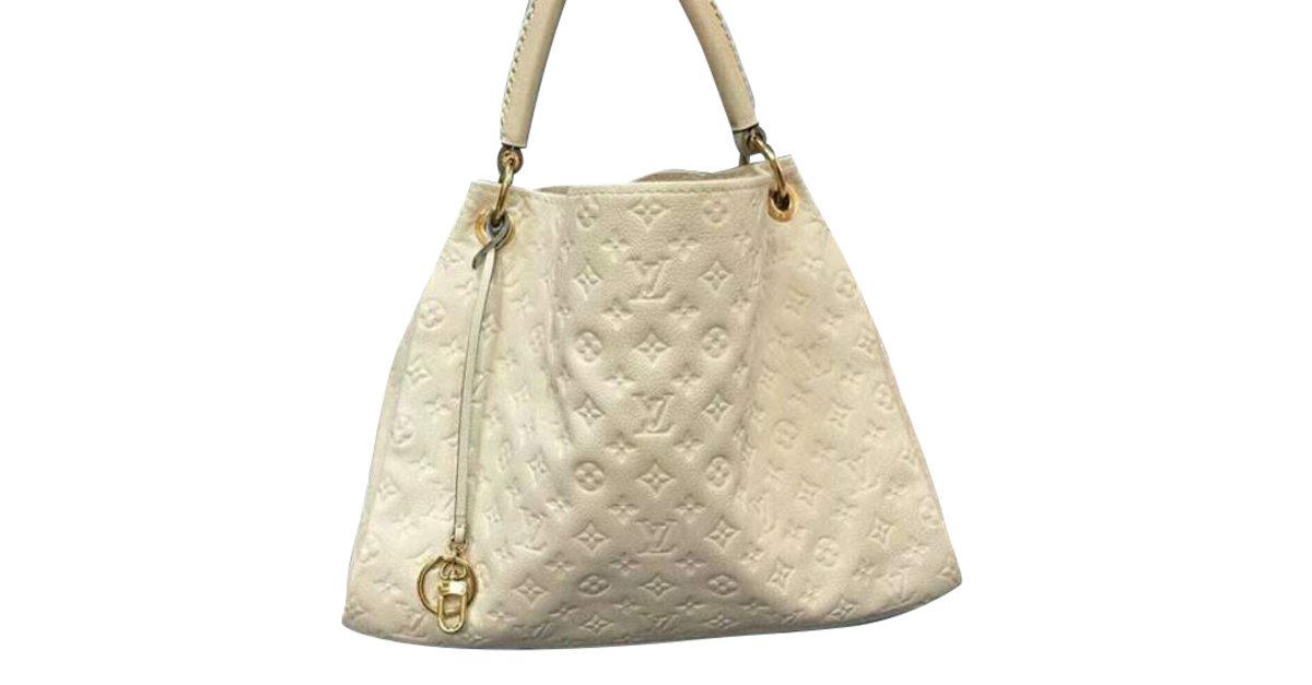 Louis Vuitton artsy MM handbag White Grey Leather ref.786214 - Joli Closet