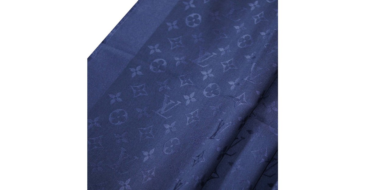 Louis Vuitton Sciarpa Monogram Blu Seta ref.242988 - Joli Closet