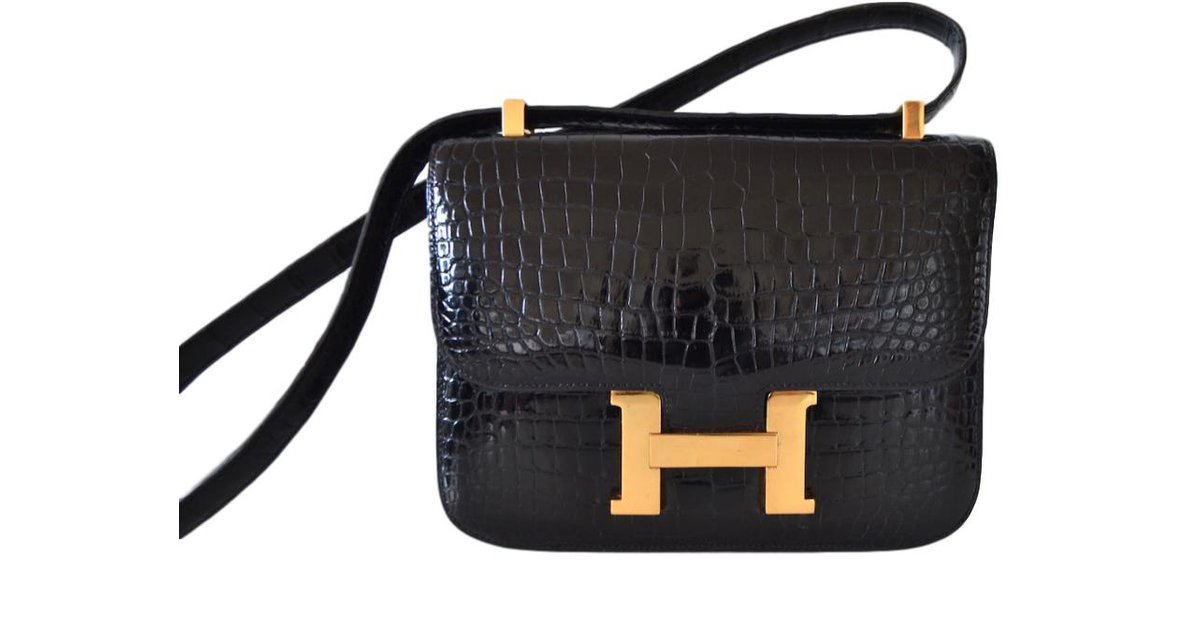Hermès Black Crocodile constance Exotic leather ref.47373 - Joli