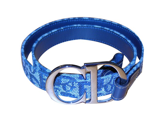 Christian Dior Belt Navy blue Metal Cloth ref.48236 - Joli Closet