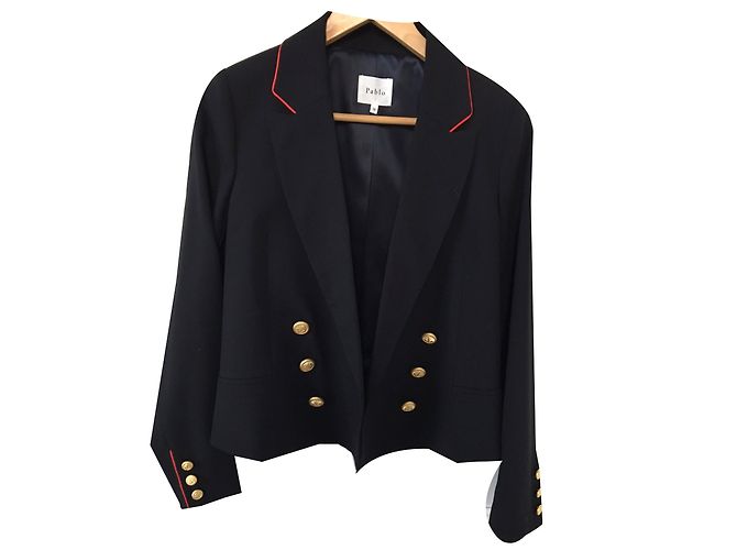 Veste Blazer Croisé Gérard Darel PABLO - Taille 42 - Laine Mélangée Noire - Occasion Parfait état