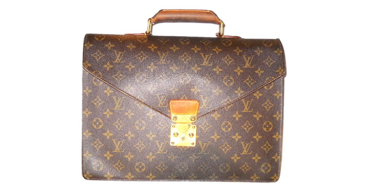 Louis Vuitton Bags Briefcases Brown Beige Leather ref.182317