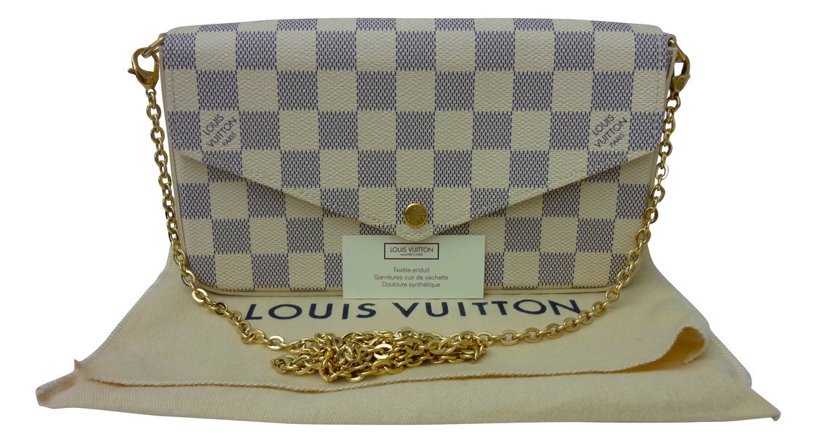 Louis Vuitton Félicie Damier Azur Beige Leather Cloth ref.55200 - Joli  Closet