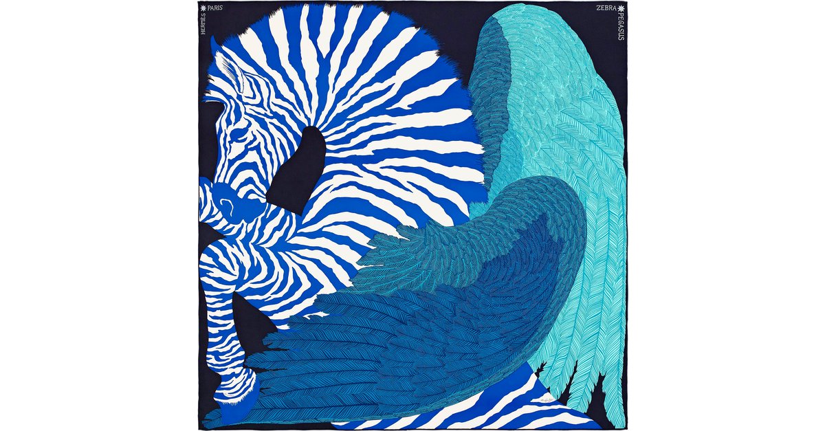 HERMES] Hermes Carenano 20 Zebra Pegasus Zebra Pegasus Silk Blue Ladi –  KYOTO NISHIKINO