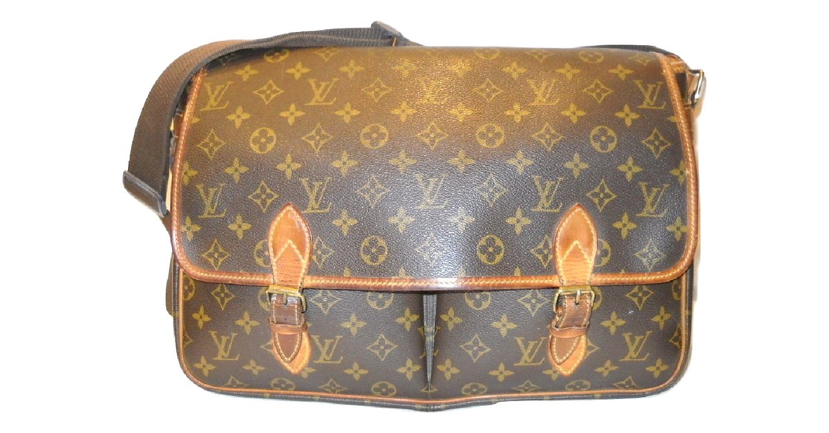 Louis Vuitton Brown Monogram Sac Gibeciere GM Leather Cloth ref