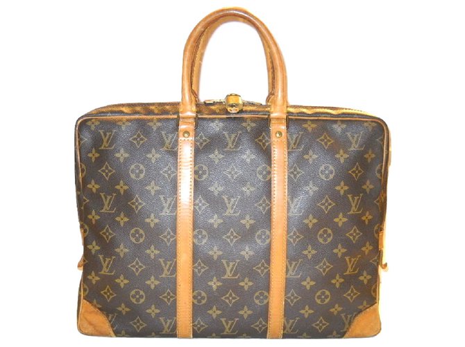 Louis Vuitton Bags Briefcases Brown Leather Cloth ref.56046 Joli Closet