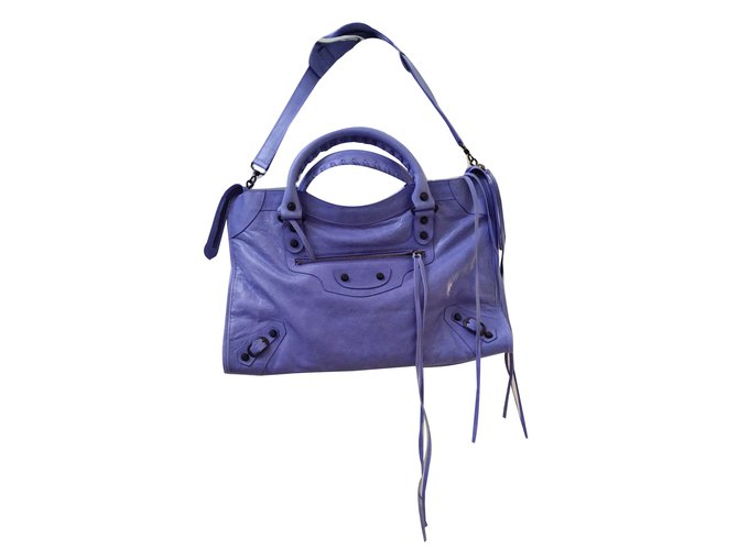 Balenciaga City Leather Handbag Purple Joli Closet