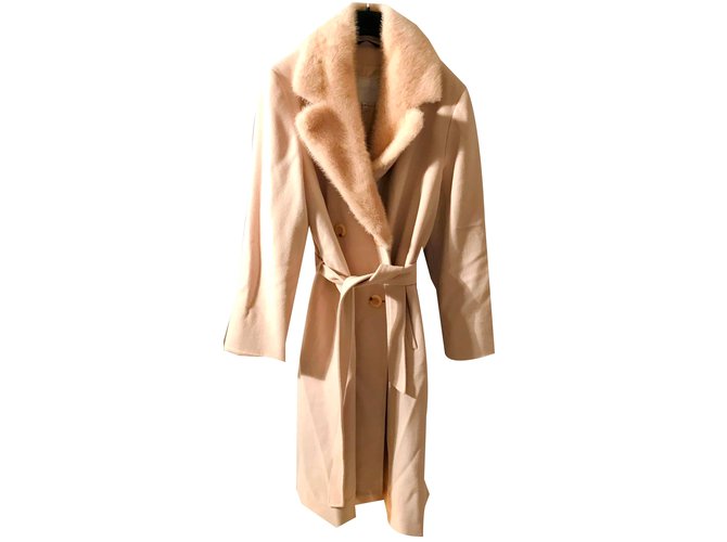 Autre Marque Votre Nom Manteau Cachemire Laine Fourrure ??cru ref.57167 - Joli Closet