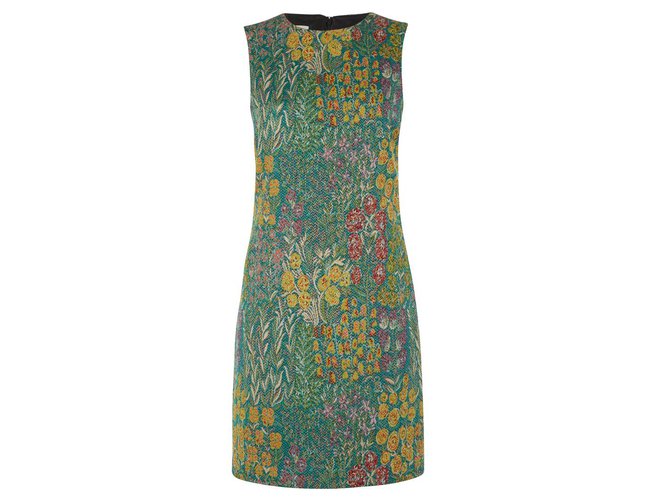 Hobbs Dresses Green Yellow Cotton Polyester Acrylic