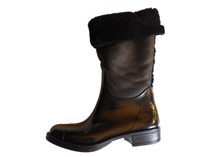 Autre Marque Bottes noires LARIO en caoutchouc et peau fourrée T 38,5