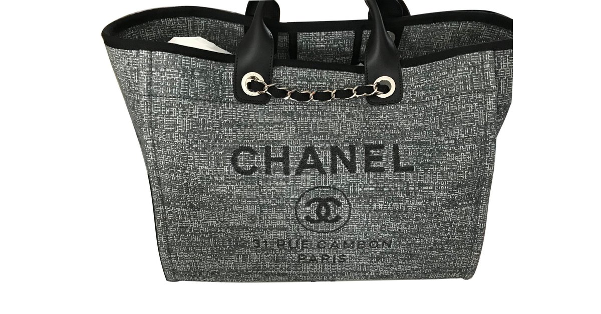 Chanel Deauville Large Tote Bag NEW 2018 - Grey with Glitter! Cloth  ref.57773
