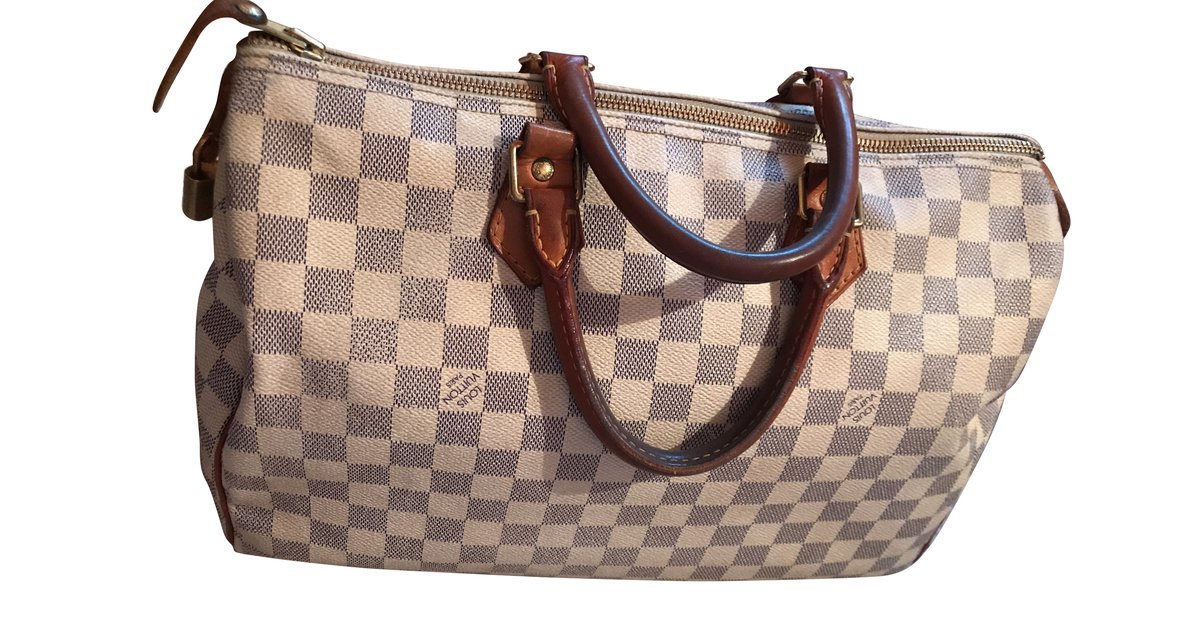 Louis Vuitton Speedy 35 damier azur Beige Leather ref.58100 - Joli Closet