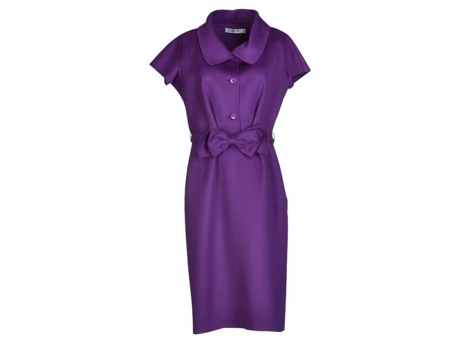 Christian Dior Dior purple bow cashmere dress Joli Closet