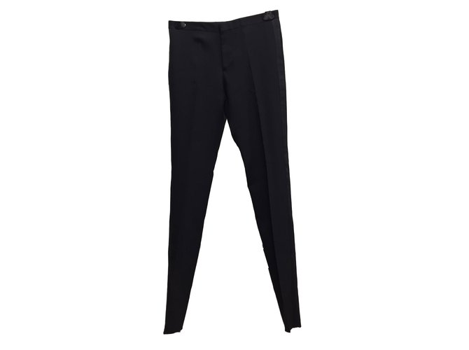 【関税・送料込み】SAINT LAURENT PANTS BLACK WOOL TROUSERS NWT Saint Laurent YSL Black Gabardine Wool Skinny Pants