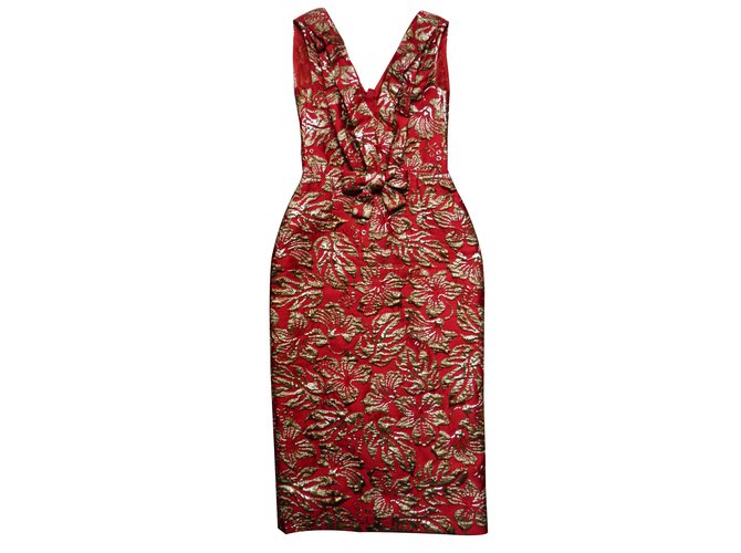 prada red flower dress Prada Red Floral Cotton Applique Dress sz4