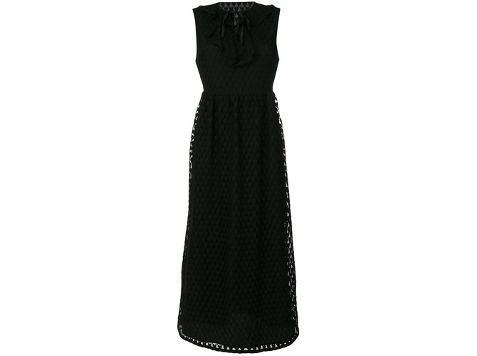 chinese dress ladies Red Valentino Black Lace A-Line Midi Dress Size M main image 1