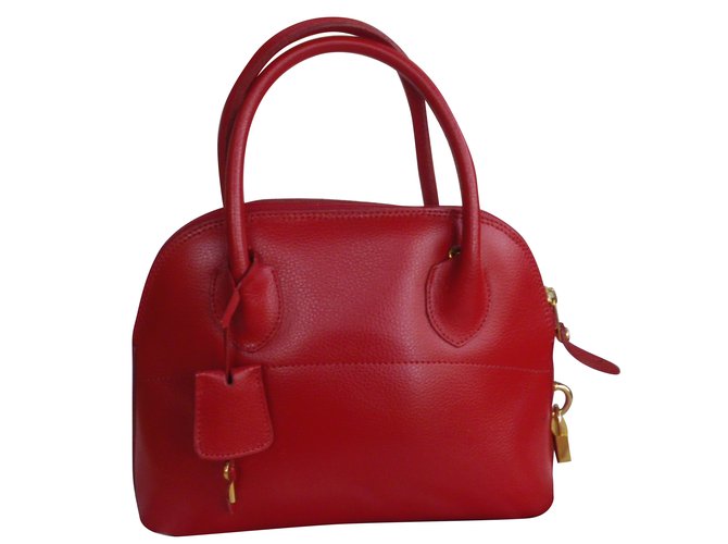Autre Marque Sac ?� main Vintage Cuir Rouge ref.63310 - Joli Closet