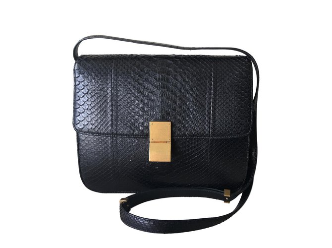 Céline Classic Box Black Python ref.63497 - Joli Closet