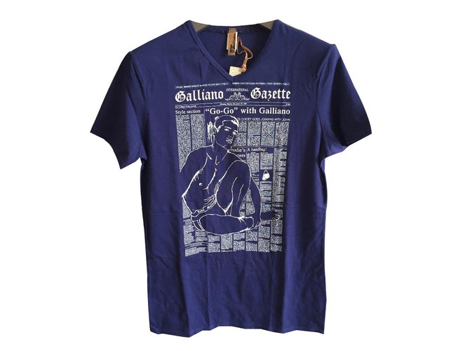 John Galliano gazette blue t-shirt Cotton Elastane ref.JC63615