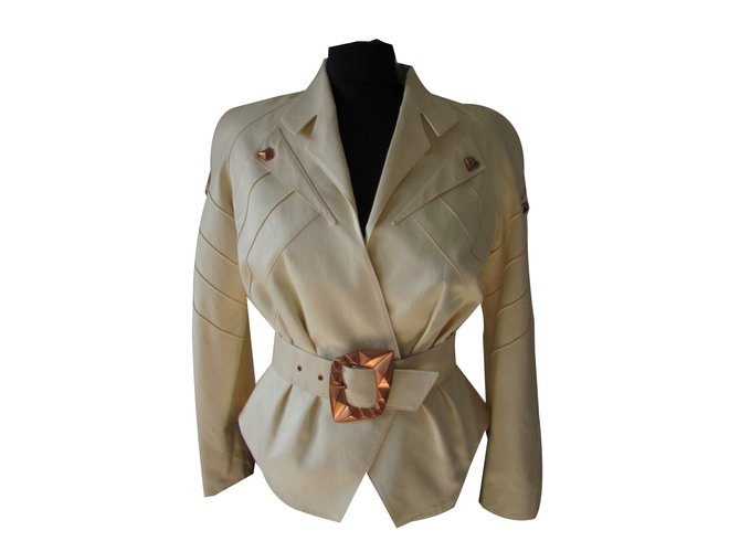 Thierry Mugler Jackets Beige Silk Cotton ref.64847 - Joli Closet