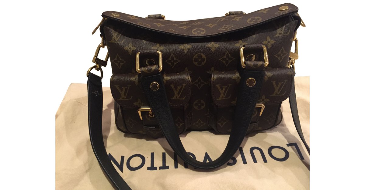 Louis Vuitton - Impeccable finish. The new Louis Vuitton Manhattan handbag  includes golden touches and three choices of leather trim: grained noir,  grained raisin or sleek caramel. Discover more at