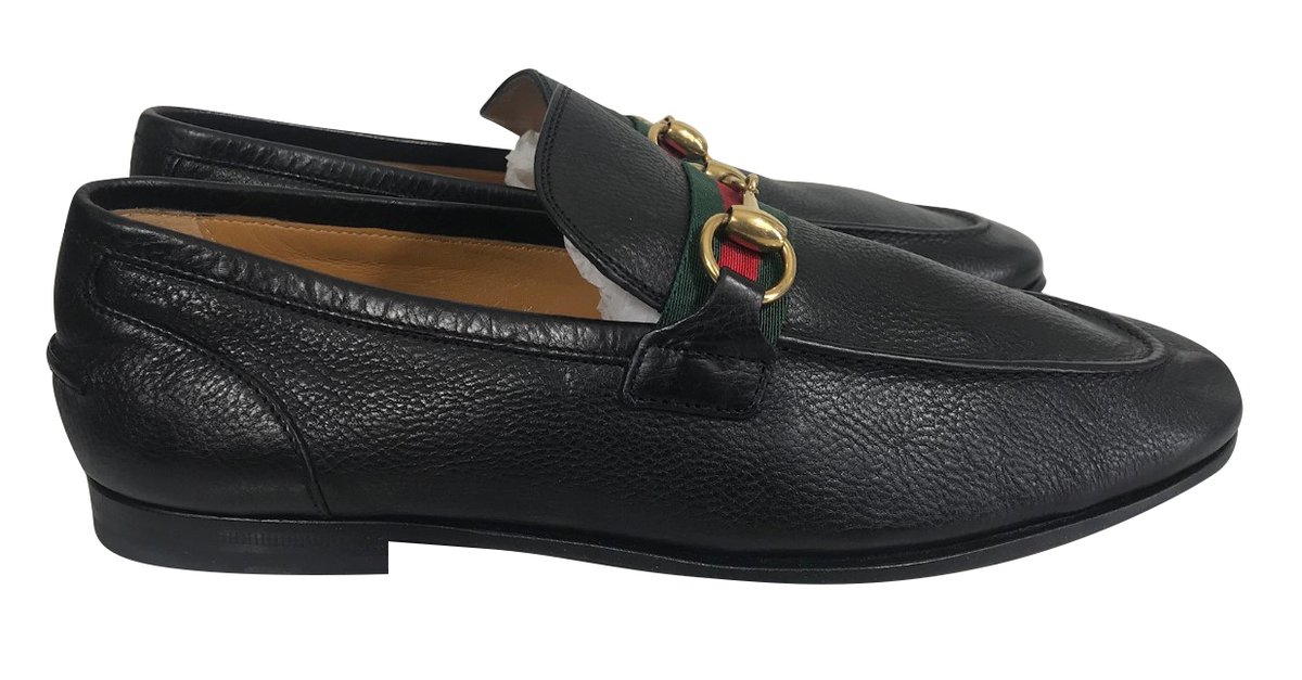 GUCCI SHOES LOAFERS WITH BUCKLE 181812 Black Leather 41E LEATHER SHOES  ref.549825 - Joli Closet