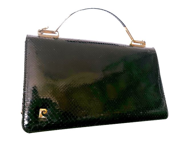 Sac Vintage Pierre Cardin Cuir Et Textile Marine - Occasion Très Bon état