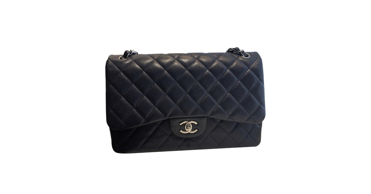 Chanel Timeless jumbo Blue Leather ref.68743 - Joli Closet