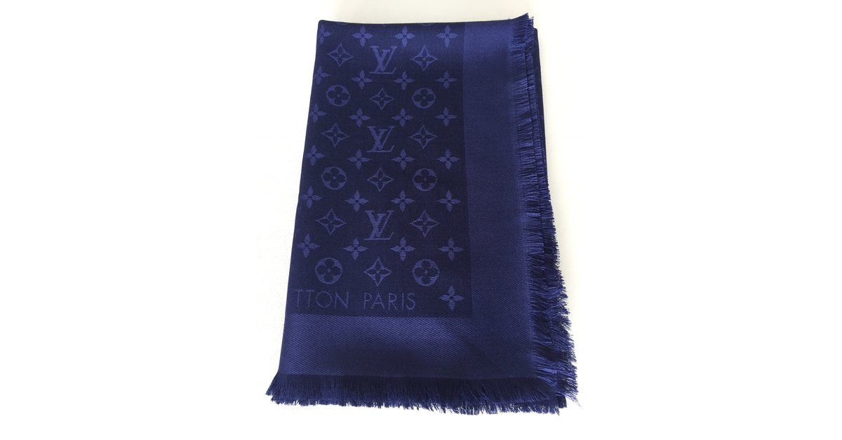 Louis Vuitton Scarves White Blue Silk ref.69351 - Joli Closet