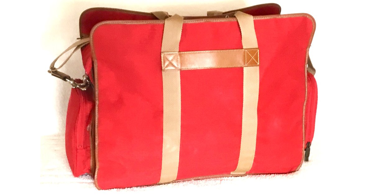 sac voyage lancel toile rouge