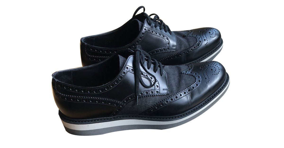 Prada mens shoes Black Leather ref.70244 - Joli Closet