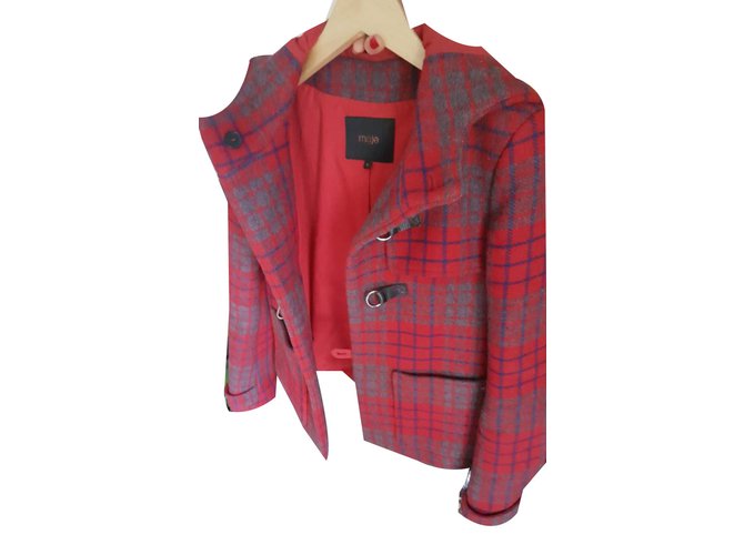 Maje Manteau Laine Rouge ref.70254 - Joli Closet