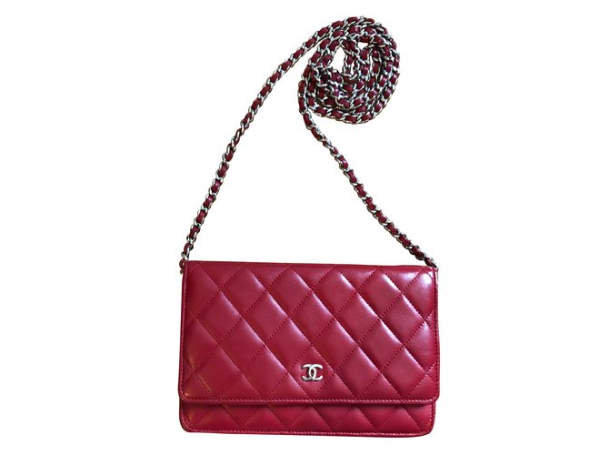 Chanel Wallet on chain Red Lambskin ref.70952 Joli Closet