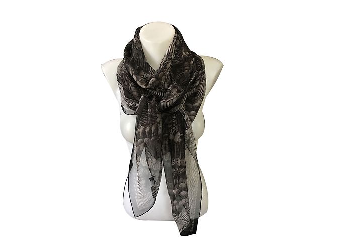 Châle Carré Alexander McQueen En Soie Modal Imprimé Crâne D'oiseau - Ivoire - 140x140 Cm - Neuf étiqueté